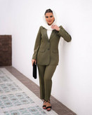 کت و شلوار زنانه ساده مزونی دو دکمه شکیل و زیبا 0380 کالکشن شیک پوشان